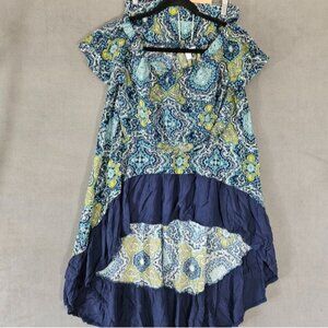 Go Coco Womens Fairy Tropical Skirt Set Medium Blue Paisley Maxi Crop Top Ruffle